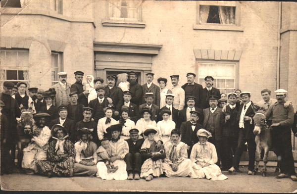 Group at Owston Ferry, Lincs. on front of postcard