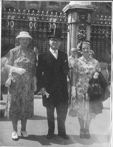 Frank with his wife Elisabeth and sister Mary at Buckingham Palace to receive his MBE